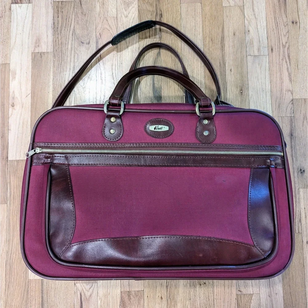 Vintage Verdi Burgundy 20x13x9 inches Softside Suitcase Hard Travel Luggage